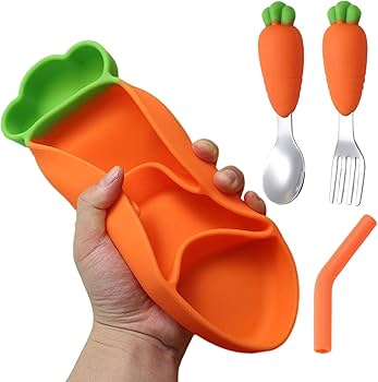 Cute Carrot Shape Toddler Plate - Dinnerware Set for Kids
