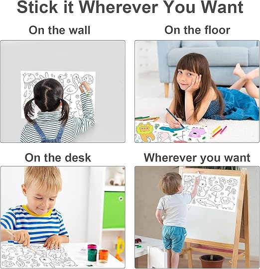 Children's Drawing Paper Roll Peel, Stick, and Color Anywhere