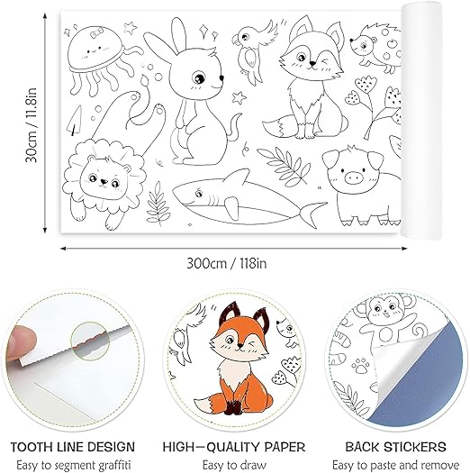 Children's Drawing Paper Roll Peel, Stick, and Color Anywhere