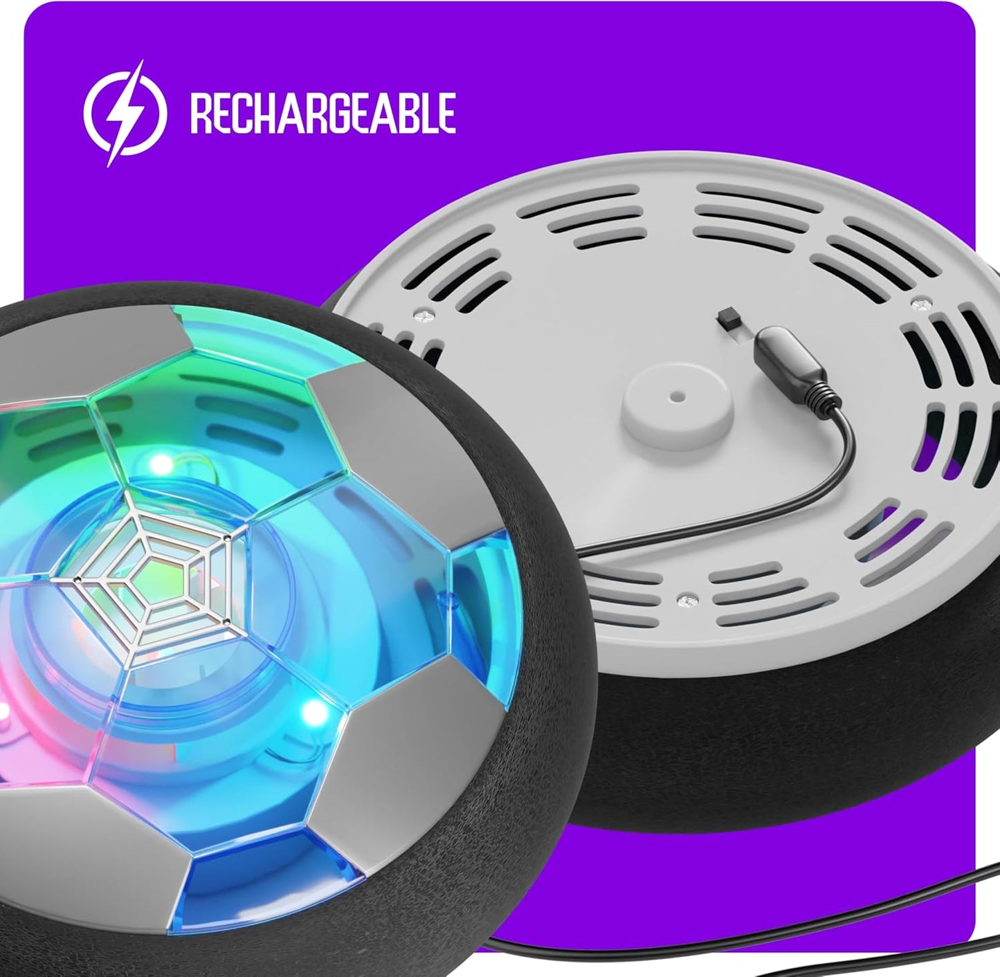Rechargeable Floating Football with LED Lights – Safe Indoor Play
