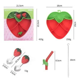 Cute Strawberry Silicone Sippy Tray – With Built-In Straw & Sipper | Baby-Friendly & BPA-Free!