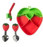 Cute Strawberry Silicone Sippy Tray – With Built-In Straw & Sipper | Baby-Friendly & BPA-Free!