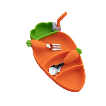 Cute Carrot Shape Toddler Plate - Dinnerware Set for Kids