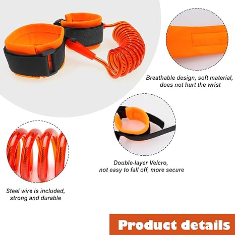 Anti-Lost Wrist Link with Comfortable Soft Padded Straps & Durable Coil