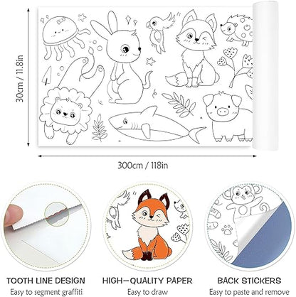 Children's Drawing Paper Roll Peel, Stick, and Color Anywhere