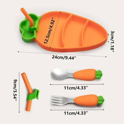 Cute Carrot Shape Toddler Plate - Dinnerware Set for Kids