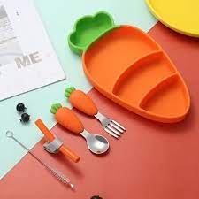 Cute Carrot Shape Toddler Plate - Dinnerware Set for Kids