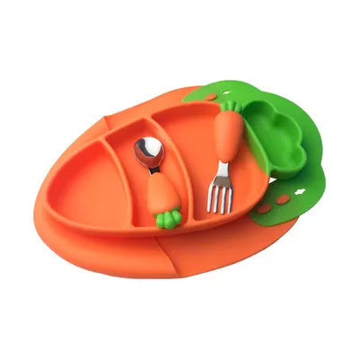 Cute Carrot Shape Toddler Plate - Dinnerware Set for Kids